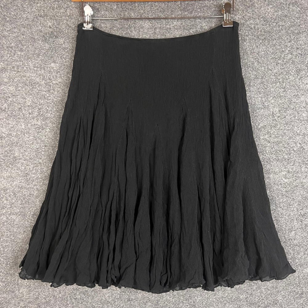 Vintage Anne Klein 100% Silk Pleated Skirt 8 Excellent Chiffon A-Line Midi